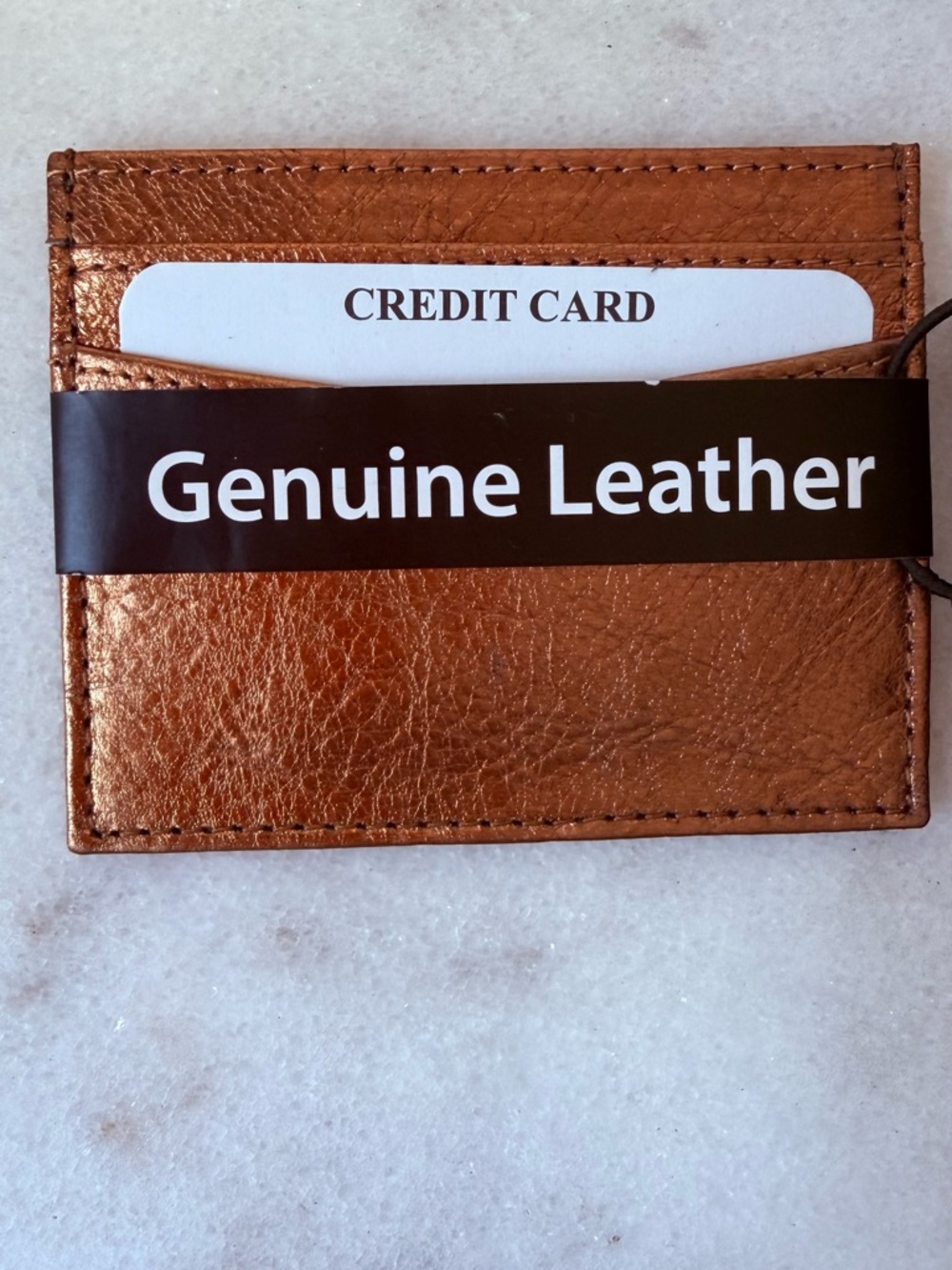 Genuine Leather Card Holder - gold Brown